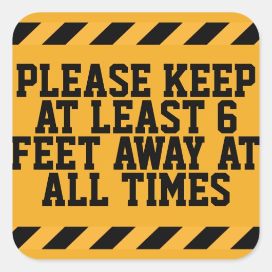 Sticker Carré Distances sociales de six pieds (Devant)