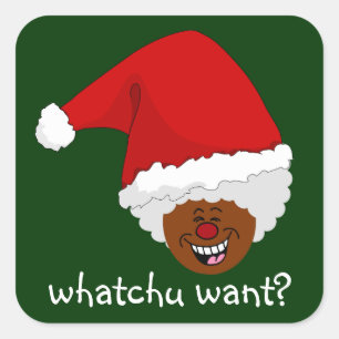 Sticker Carré Dites à Black Père Noël ce que vous voulez pour No