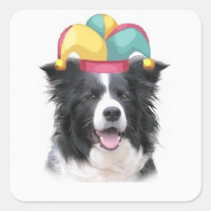 Sticker Carré Ditzy Dogs~Sticker original~Bordure Collie