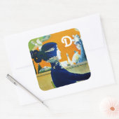 STICKER CARRÉ DIVA EN BLEU, MONOGRAMME DE MODE BEAUTÉ (Enveloppe)