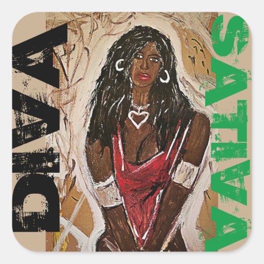 STICKER CARRÉ DIVA SATIVA (Devant)