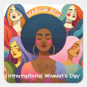Sticker Carré Diverse Journée internationale de la femme (Devant)