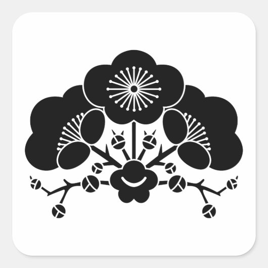 Sticker Carré Diverses fleurs de prunier (Devant)