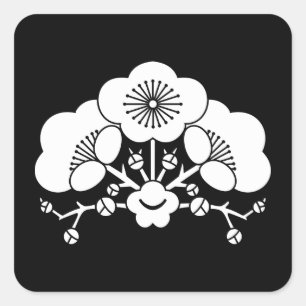 Sticker Carré Diverses fleurs de prunier