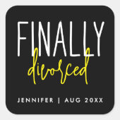 Sticker Carré Divorce Simple Cool Humour Séparation Enfin (Devant)