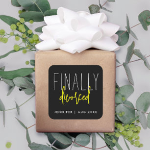 Sticker Carré Divorce Simple Noir Humour Coup de Grâce