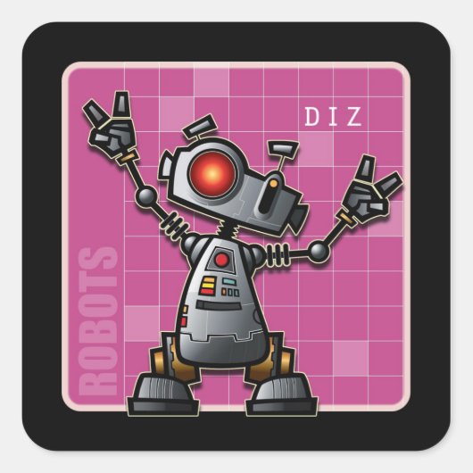 Sticker Carré Diz le robot (Devant)