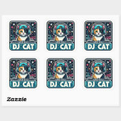 Sticker Carré DJ Cat (Feuille)