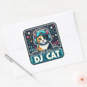 Sticker Carré DJ Cat (Enveloppe)