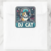 Sticker Carré DJ Cat (Sac)