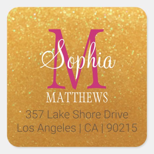 Sticker Carré do-it-yourself Nom & Monogramme, Parties scintilla (Devant)