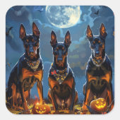 Sticker Carré Doberman Halloween Éffrayant (Devant)
