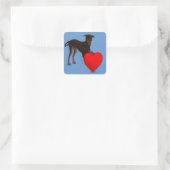 Sticker Carré Doberman Pinscher Avec Coeur (Sac)