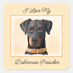 Sticker Carré Doberman Pinscher Peinture non découpée Art origin