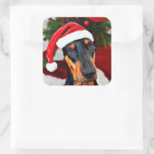 Sticker Carré Doberman Santa Hat (Sac)