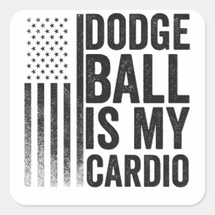 Sticker Carré Dodgball Est Mon Cardio Funny Patriotique Américai