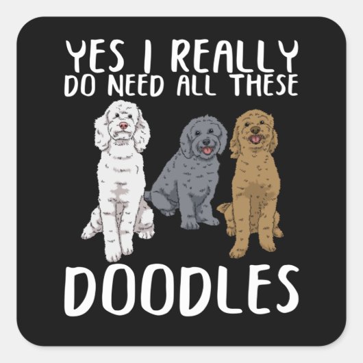 Sticker Carré Dog Doodle Maman Cadeaux Papa Labradoodle Doodle (Devant)