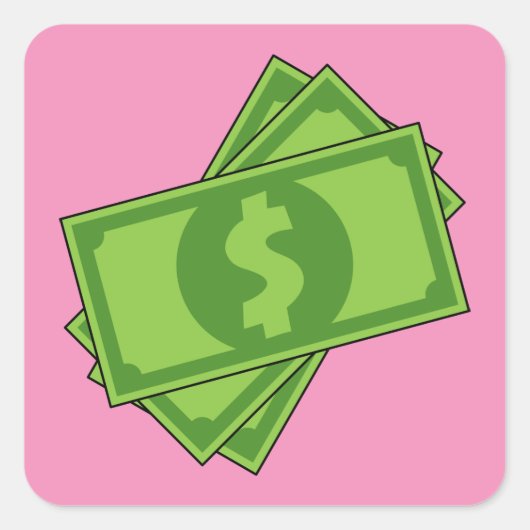 Sticker Carré Dollar de l'argent du dessin (Devant)