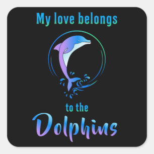 Sticker Carré Dolphin Poisson de mer Dauphins Animal Ocean Idée