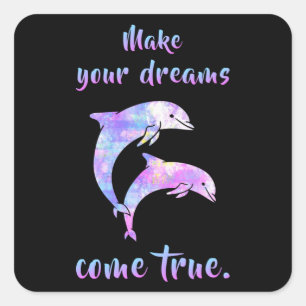 Sticker Carré Dolphins Dauphin Animal Mer Océan Eau Drôle Drôle 