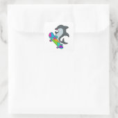 Sticker Carré Dolpin comme patineur avec skateboard (Sac)