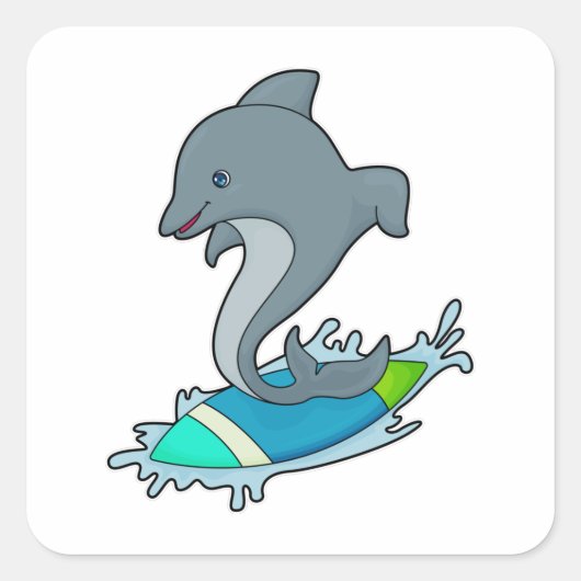 Sticker Carré Dolpin comme Surfer avec Surfer (Devant)