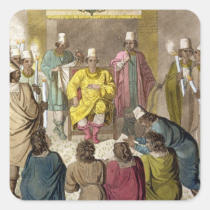 Sticker Carré Don Alvaro, roi du Congolais sur son trône, p