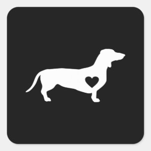 Sticker Carré Don de chien Dachshund Love Doxie Wiener Chien &