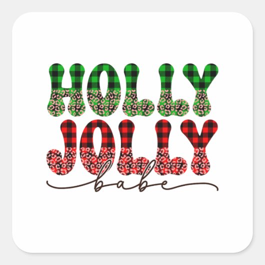 Sticker Carré Don de Noël Holly Jolly Babe (Devant)