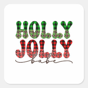 Sticker Carré Don de Noël Holly Jolly Babe