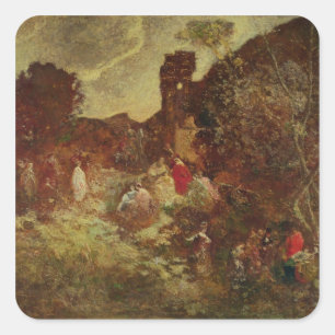 Sticker Carré Don don Quichotte et Sancho Panza, c.1865