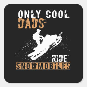 Sticker Carré Don papa Seuls les papas Cool font du snowmobile