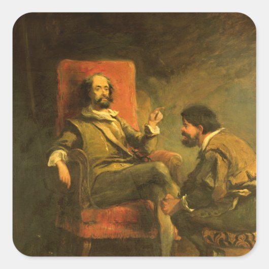 Sticker Carré Don Quichotte et Sancho Panza (Devant)