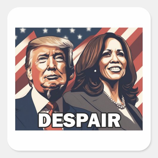 Sticker Carré Donald Trump Kamala Harris Despair (Devant)