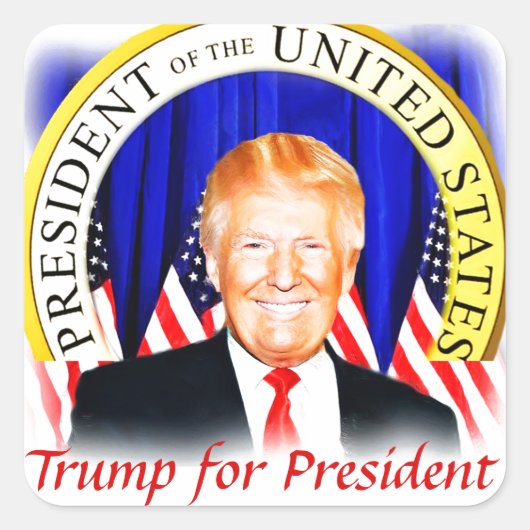 Sticker Carré Donald TRUMP-pour le président des États-Unis _ (Devant)