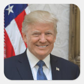 Sticker Carré Donald Trump Président des États-Unis Maison Blanc (Devant)