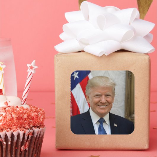 Sticker Carré Donald Trump Président des États-Unis Maison Blanc (Fête)