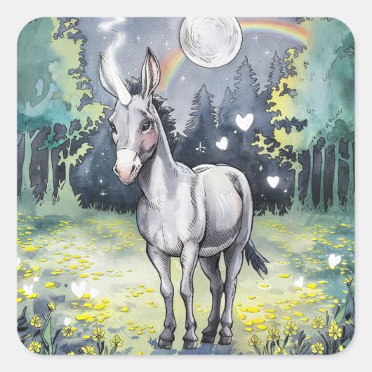 Sticker Carré Donkey Unicorn (Devant)
