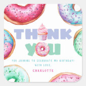 Sticker Carré Donut 1ère fête d'anniversaire fille mignonne Merc (Devant)