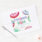 Sticker Carré Donut 1ère fête d'anniversaire fille mignonne Merc (Enveloppe)