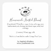 Sticker Carré Donut Bakery Ingredient Label Minimalist Modern (Devant)