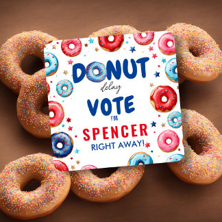 Sticker Carré Donut Delay : Vote" Élection coloré bleu & rouge