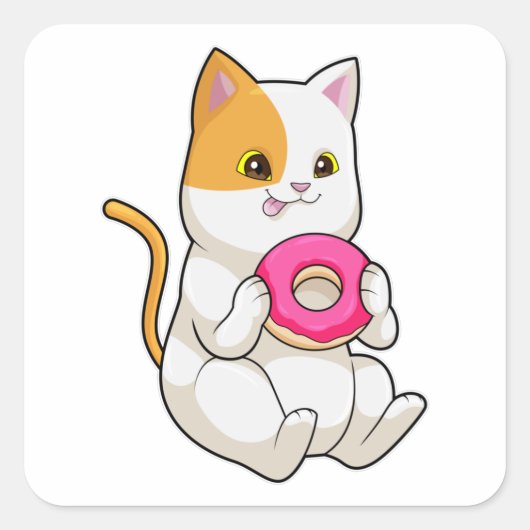 Sticker Carré Donut mangeur de chats (Devant)