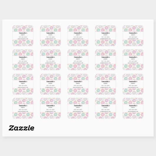 Sticker Carré Donut Motif mignon entreprise colorée (Feuille)