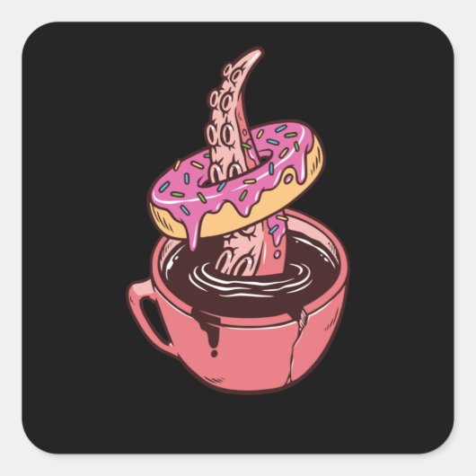 Sticker Carré Donuts et café (Devant)