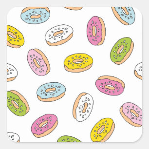 Sticker Carré Doodle beiguts motif, design sans soudure.