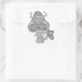 Sticker Carré Doodle de champignons magiques dessinés à la main (Sac)