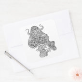 Sticker Carré Doodle de champignons magiques dessinés à la main (Enveloppe)