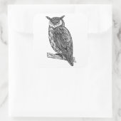 Sticker Carré Doodle de Chouette animal Totem sauvage (Sac)