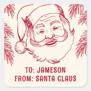 Sticker Carré Doodle de Noël par le Père Noël